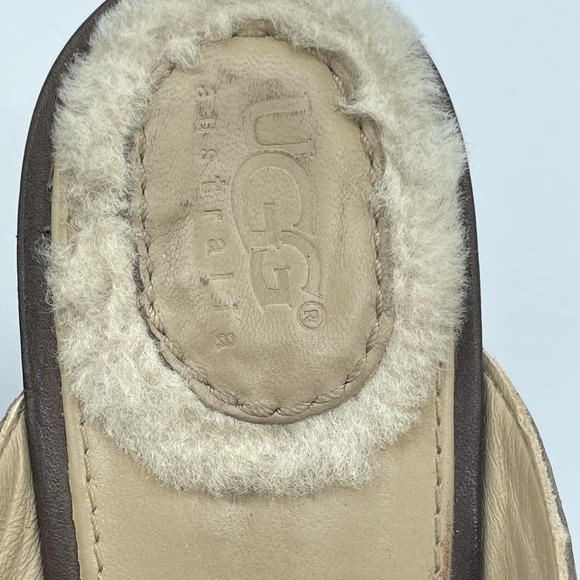 Ugg Abigail Sheepskin Leather Studded Wedge Mule Clogs Shoes 1716‎ Brown Size 10 - Picture 7 of 16